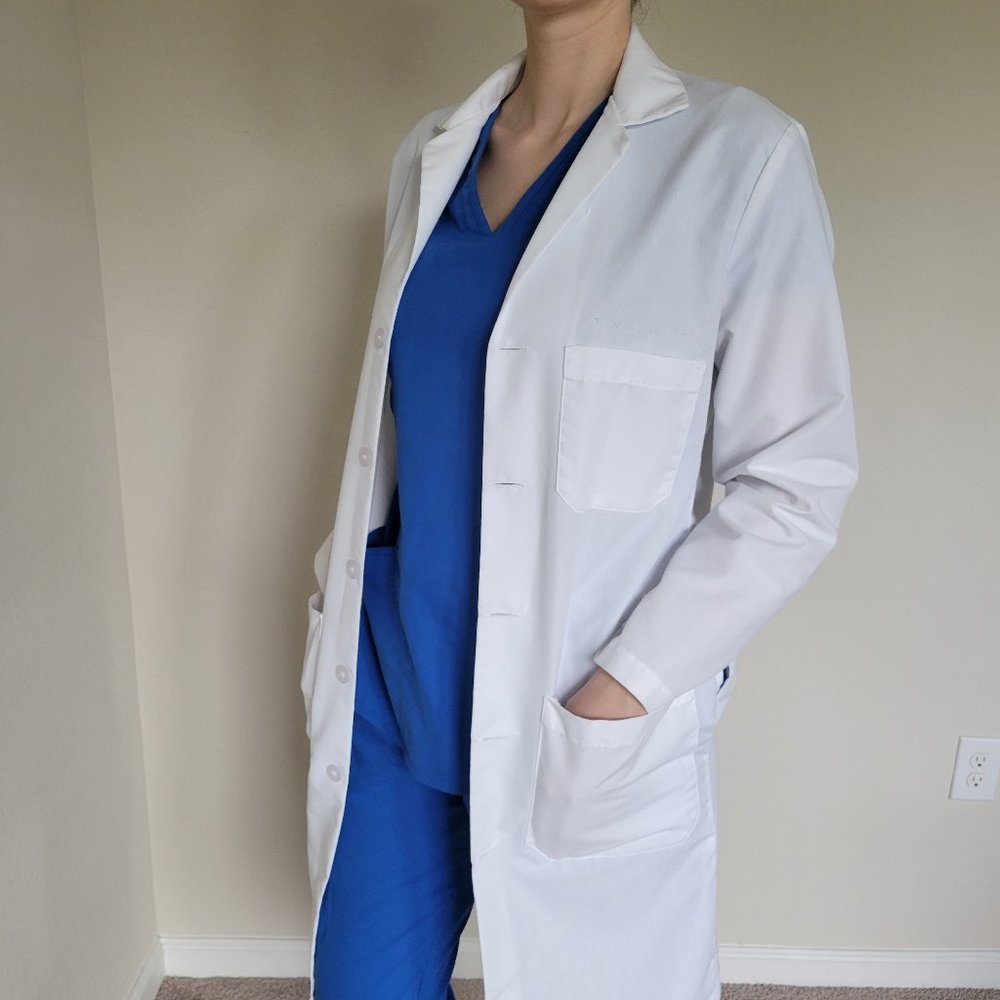 Men's Three Pocket Long White Lab Coat